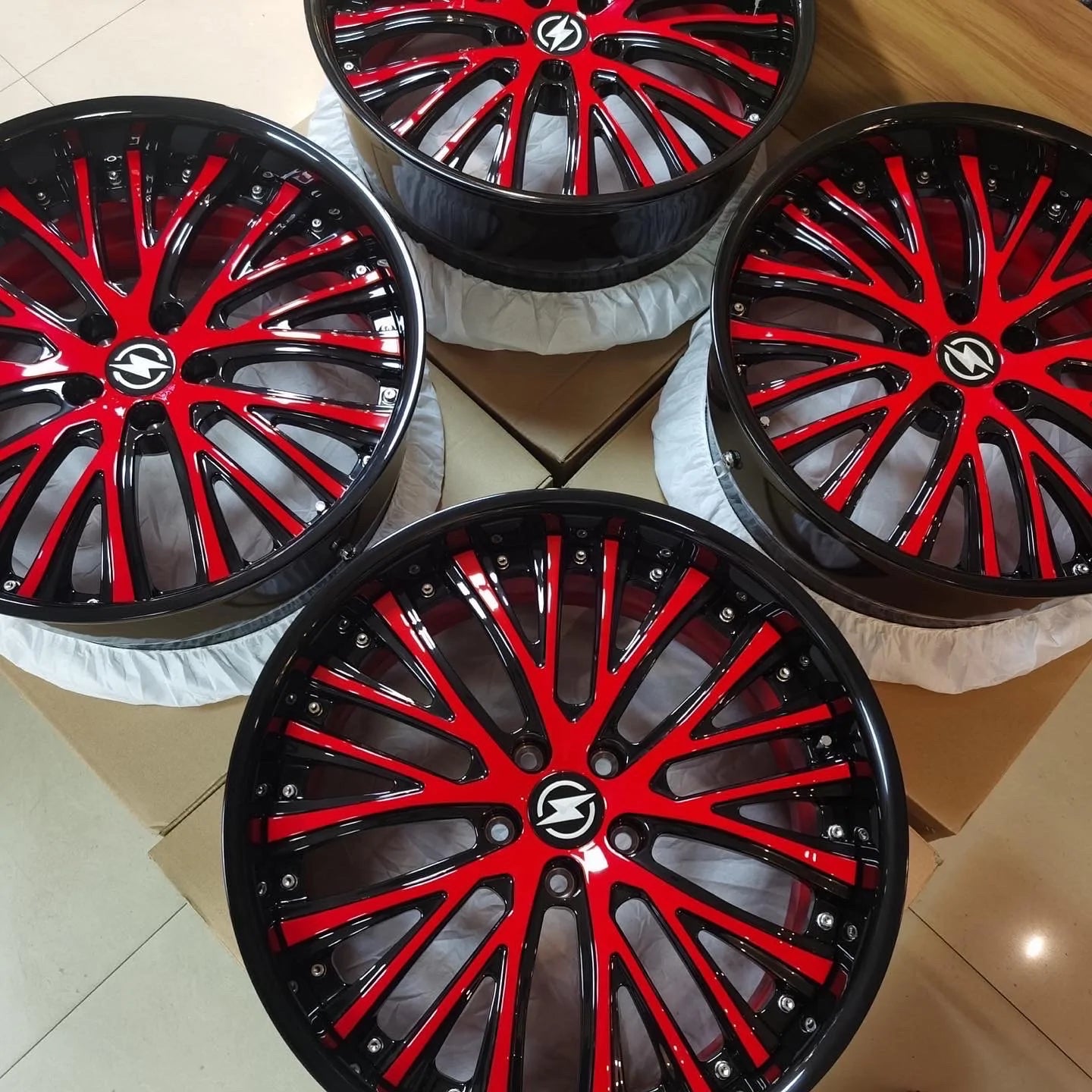 Custom 2 Piece Forged Wheel set Red and Black