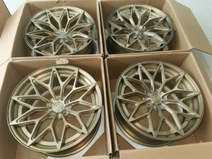 Custom 2-Piece Forged Wheel Set Brushed Champagne for Tesla Model Y