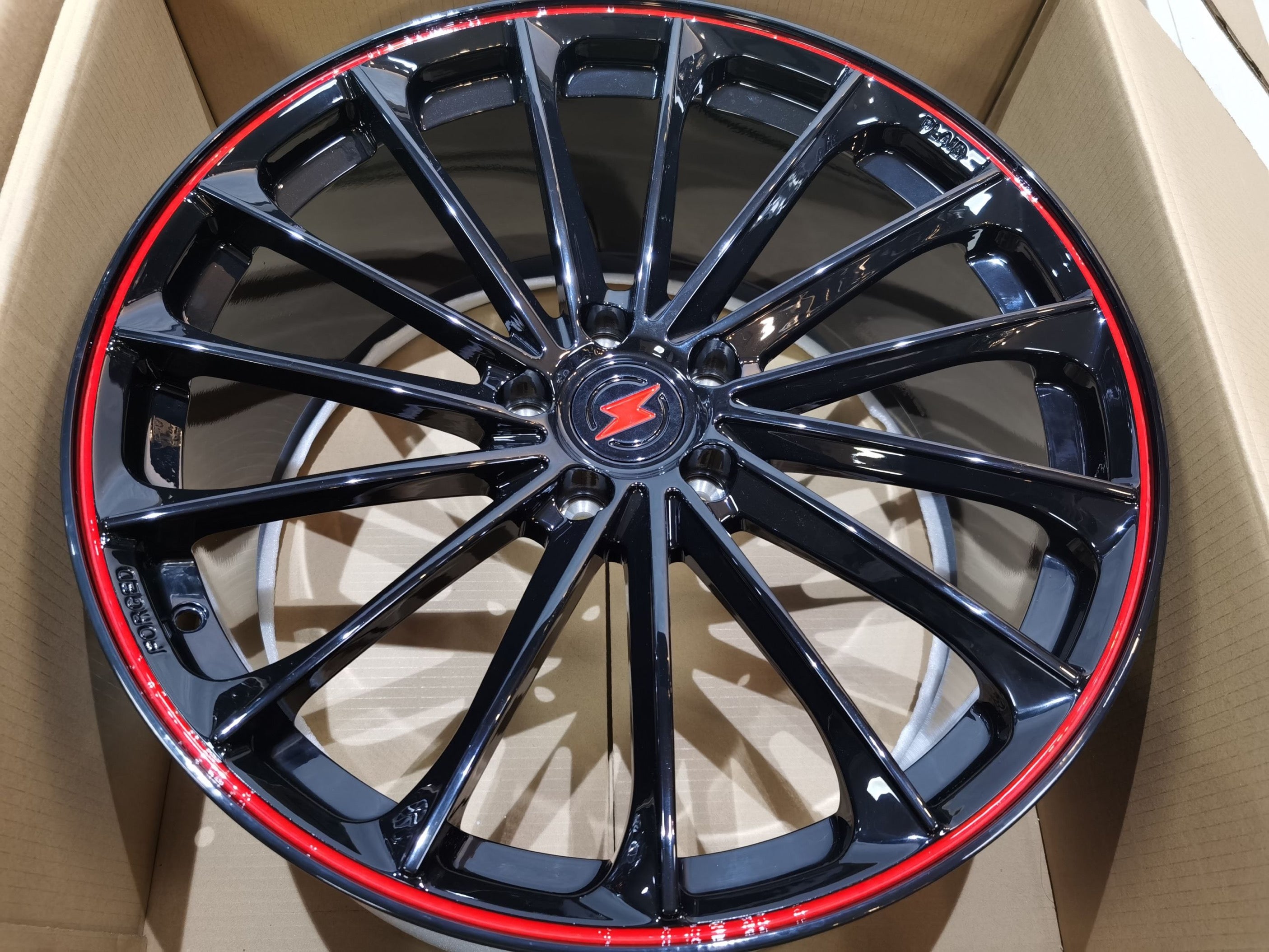 Black and Red Custom Forged Wheel
